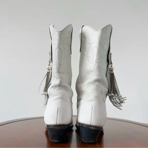 Vintage Laredo Women’s Tassel White Leather Western Cowboy Boots | US 6 - Picture 2 of 7